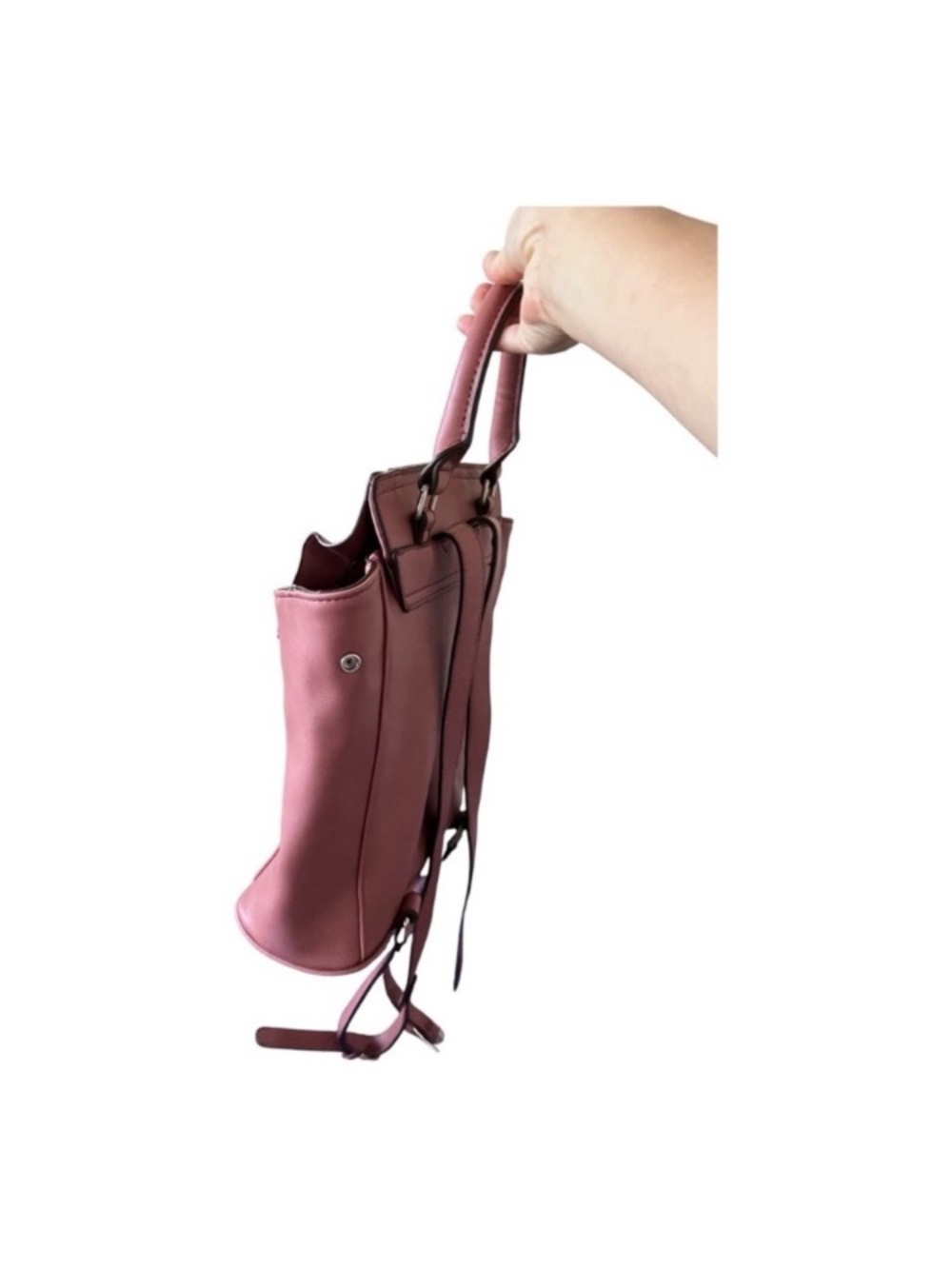 Nine West Rose Pink Ruffle Top-Handle Backpack - Picture 2 of 5